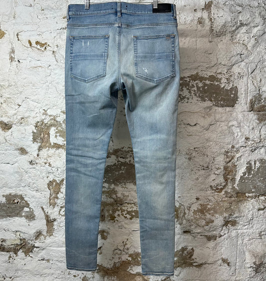 Amiri MX1 Blue Suede Blue Denim Jeans Sz 36