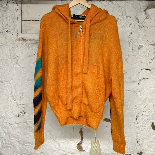 Off White Mohair Orange Zip Up Jacket Sz XS