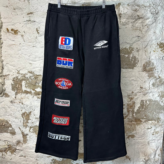 Bottega Desires Logos Black Sweatpants Sz L
