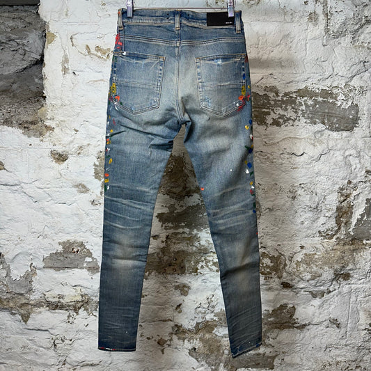 Amiri Multicolor Paint Splatter Blue Denim Jeans