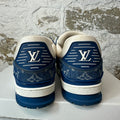 Louis Vuitton Blue Monogram White Trainer Sneaker Sz 7.5 (6LV)