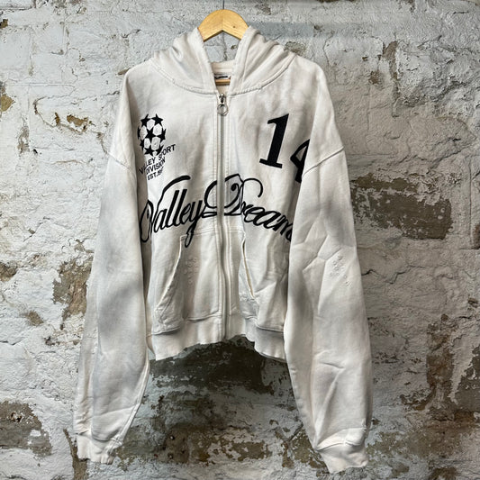 Vale Cursive Oreo Zip Up Hoodie White Sz XXL