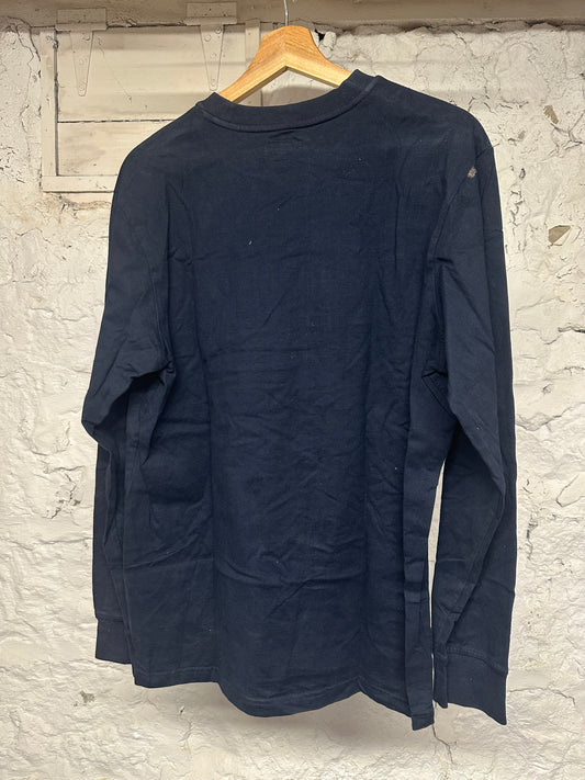 Supreme Cities Spellout Navy L/S T-Shirt Sz M
