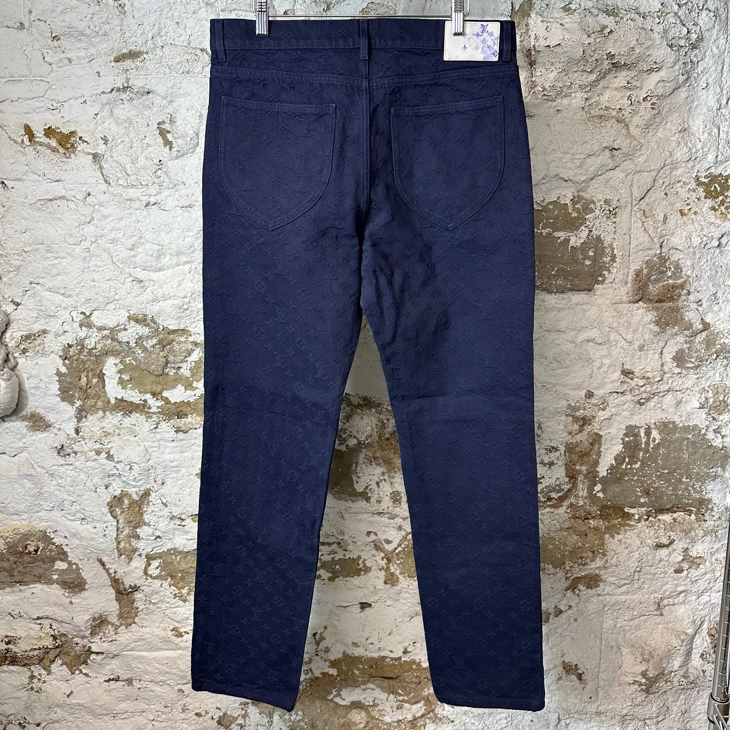 Louis Vuitton Navy Monogram Denim Jeans Sz 34