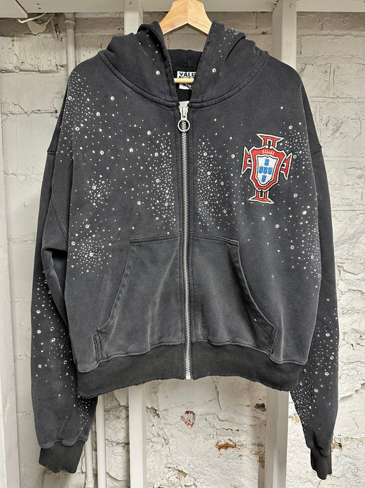 Vale Rhinestones Black Hoodie Sz S