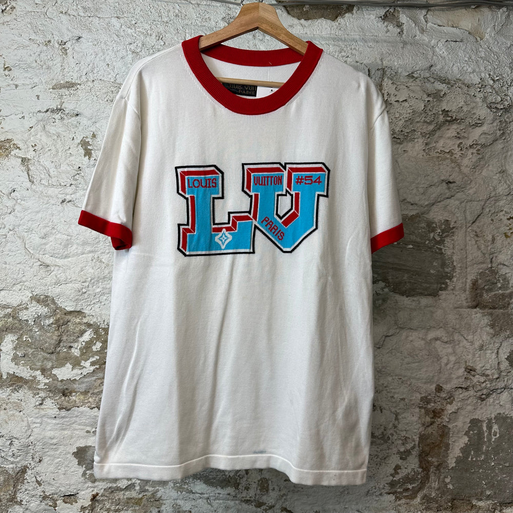 Louis Vuitton Intarsia Graphic Knit White T-Shirt Sz L