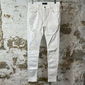 Amiri MX1 White Leather White Denim Jeans Sz 32