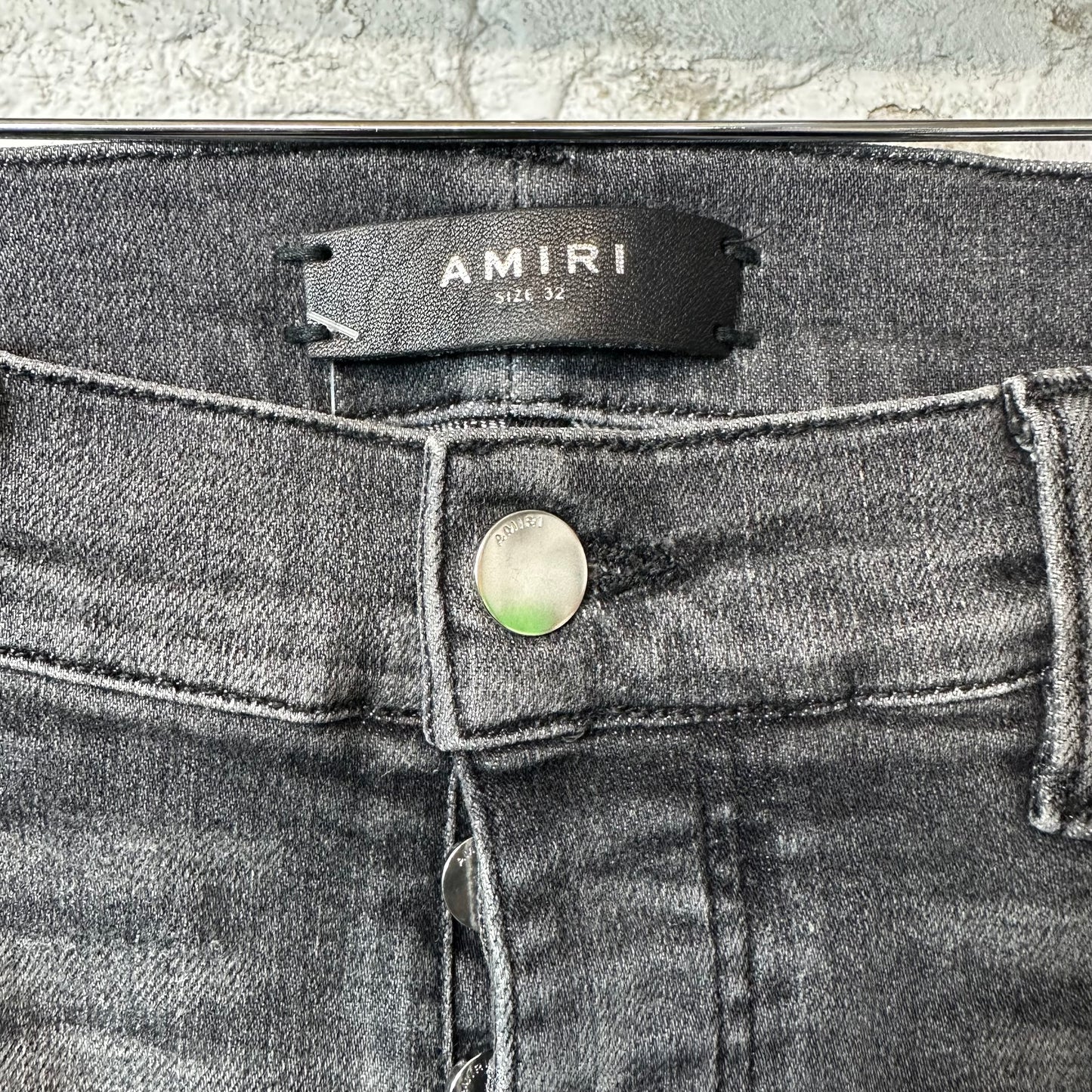 Amiri Knee Hole Plain Gray Denim Jeans Sz 32