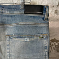 Amiri MX1 Pink Suede Blue Denim Jeans Sz 34