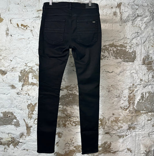 Amiri MX1 Green Leather Black Denim Jeans Sz 30