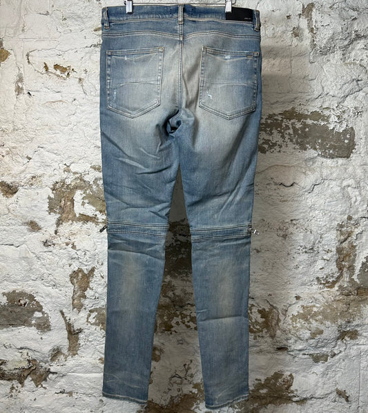 Amiri MX2 Multicolor Flannel Blue Denim Jeans Sz 34