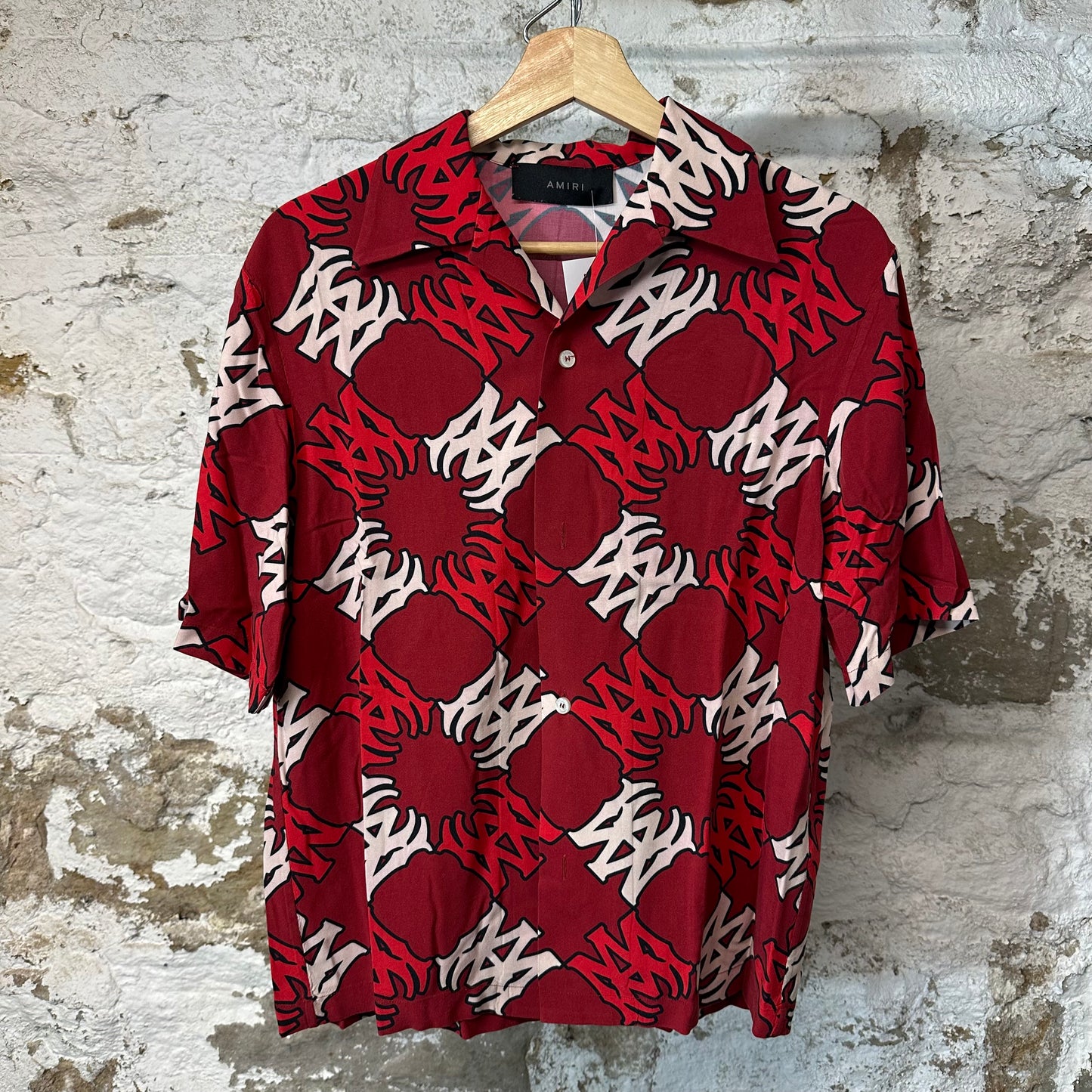 Amiri MA AOP Red Button Up Shirt Sz S