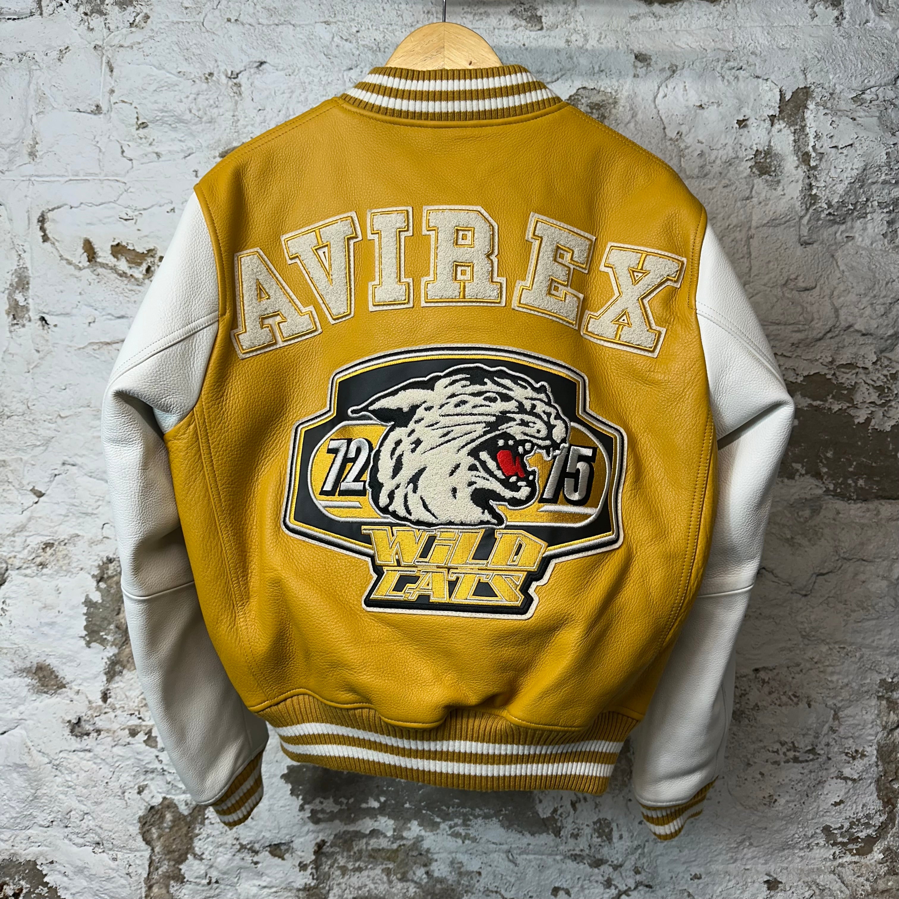 Avirex Wild Cats Yellow White Leather Jacket Sz S – The Gallery Online