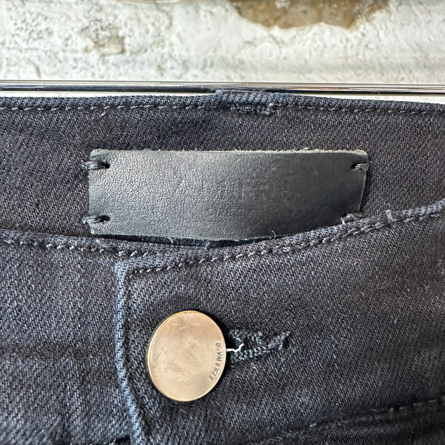Amiri SIlver Bones Black Denim Jeans Sz 32