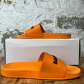 Balenciaga Black Spellout Orange Pool Slides Sz 9