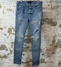 Amiri MX1 Light Blue Paisley Blue Denim Jeans Sz 34