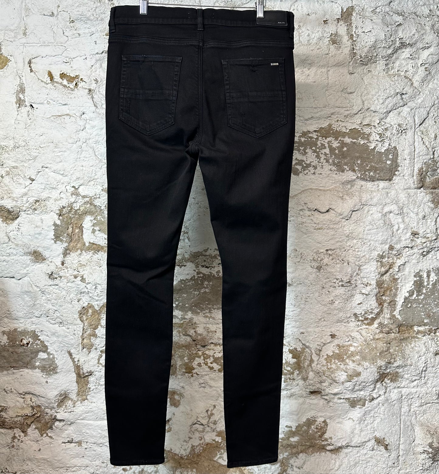 Amiri Plain Black Distressed Denim Jeans Sz 38