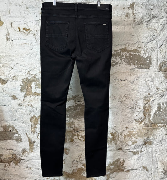 Amiri Plain Black Distressed Denim Jeans Sz 38