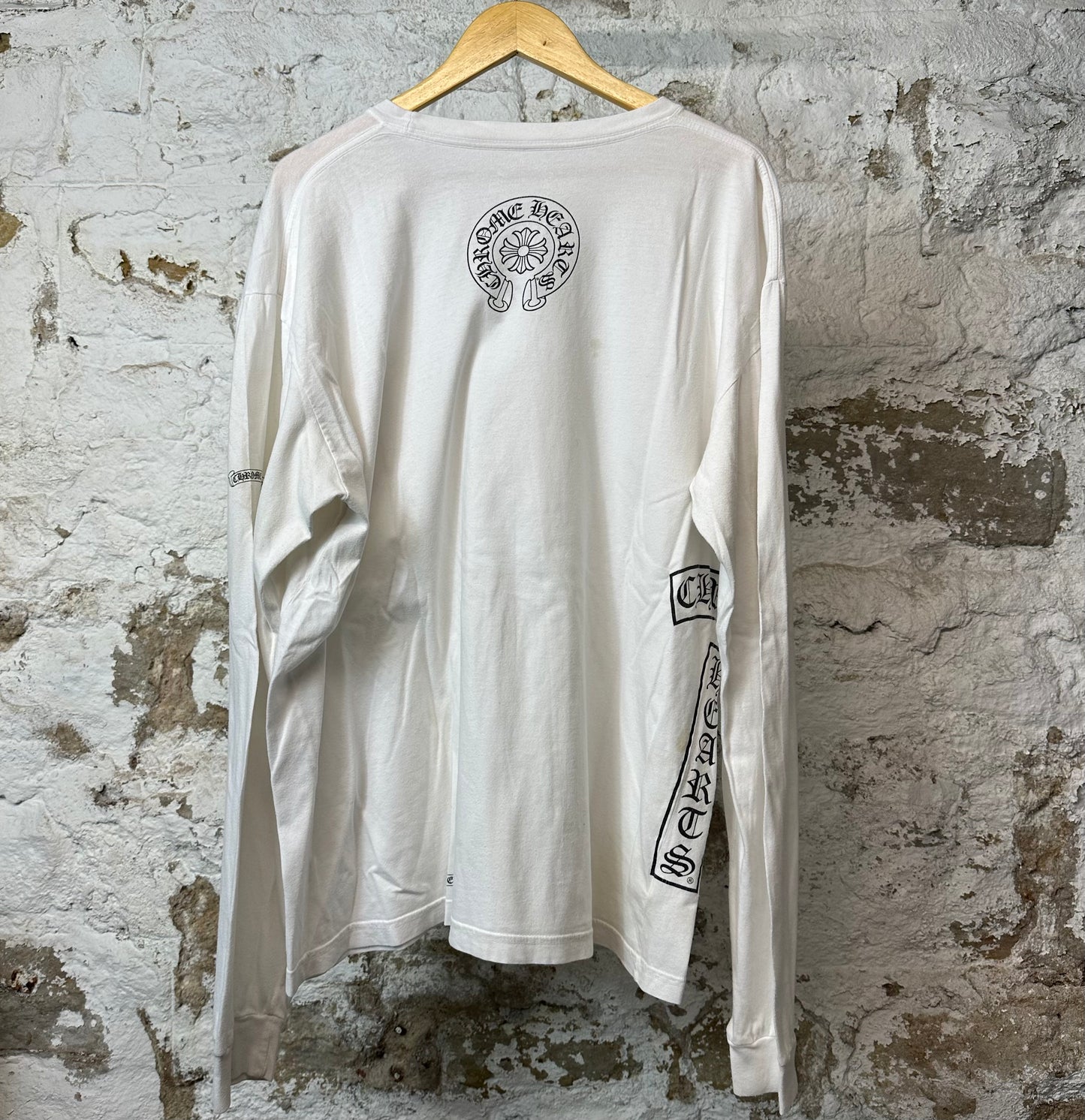 Chrome Hearts Pocket Spell L/s White Sz XXL (Stained)