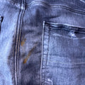 Amiri MX1 Black Leather Grey Denim Jeans Sz 31