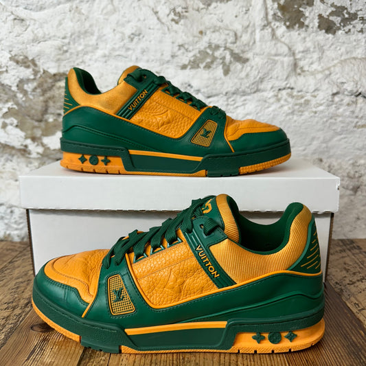Louis Vuitton Orange Green Trainer Sz 7.5 (6LV) No Box