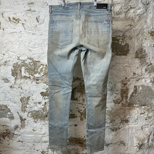 Amiri MX1 Pink White Paisley Blue Denim Jeans Sz 36