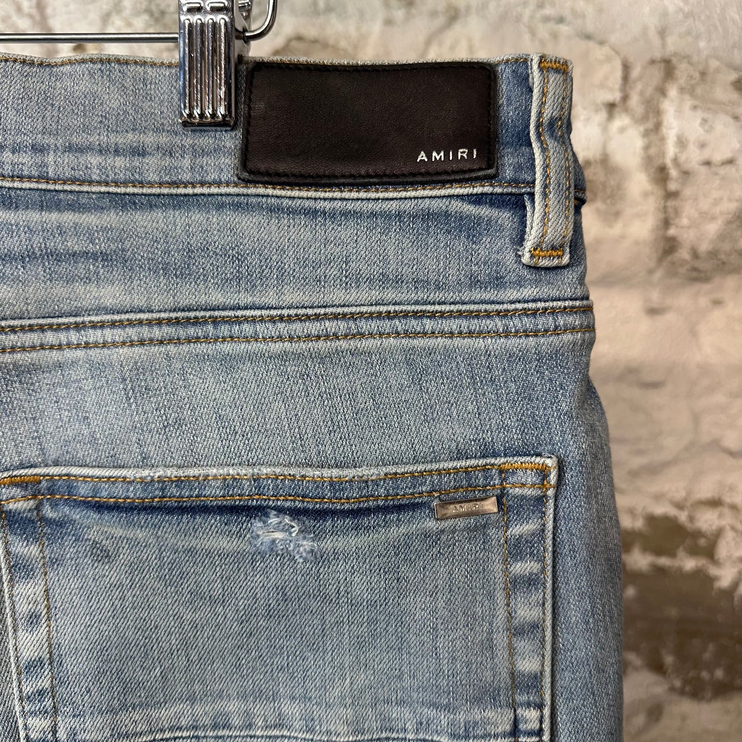 Amiri MX1 Green Plaid Flannel Blue Denim Jeans Sz 36