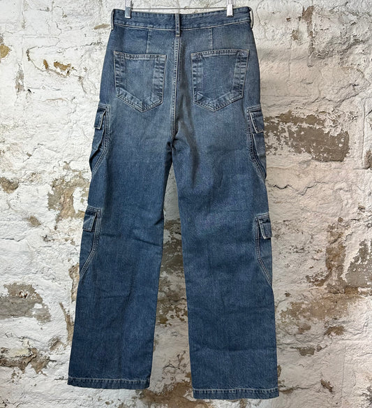 Rick Owens Double Cargo Blue Denim Jeans Sz 28