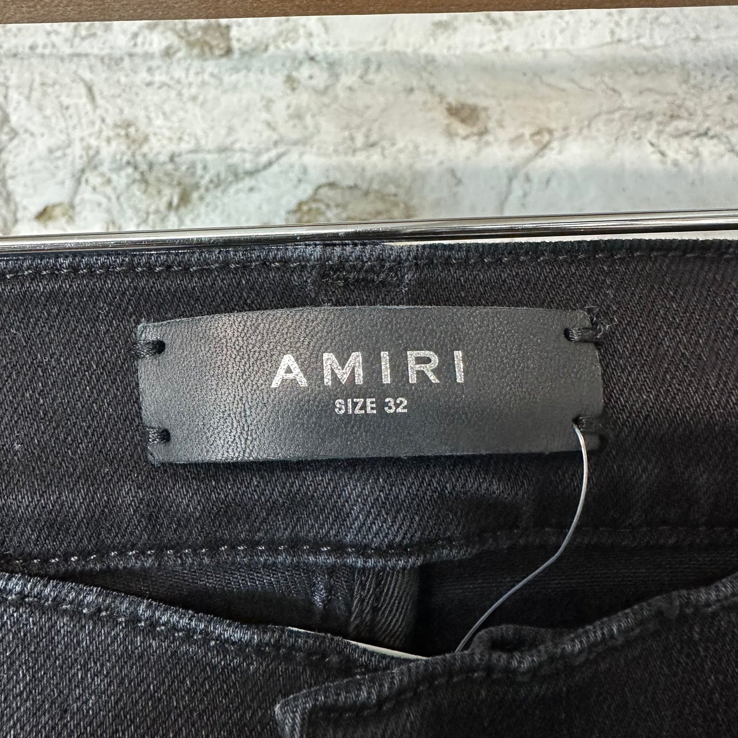 Amiri MX1 Camo Patch Black Denim Jeans Sz 32