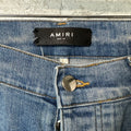 Amiri MX1 Cream Suede Blue Denim Jeans Sz 34