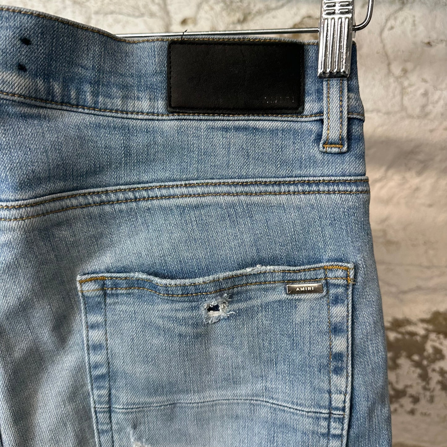 Amiri MX2 Multicolor Flannel Blue Denim Jeans Sz 32