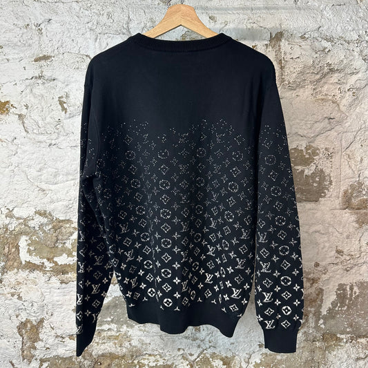 Louis Vuitton White Monogram Gradient Black Crewneck Sz L