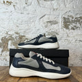 Prada Americas Cup Navy Leather Grey White Sneaker Sz 8