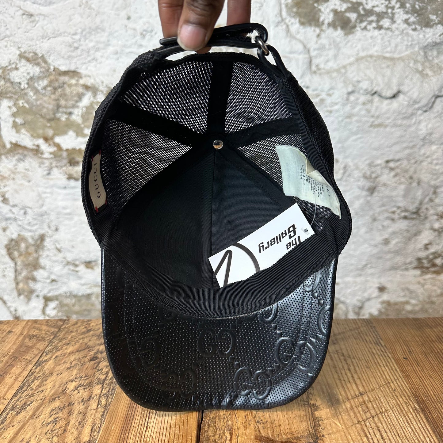 Gucci Black GG Monogram Embossed Hat Sz L