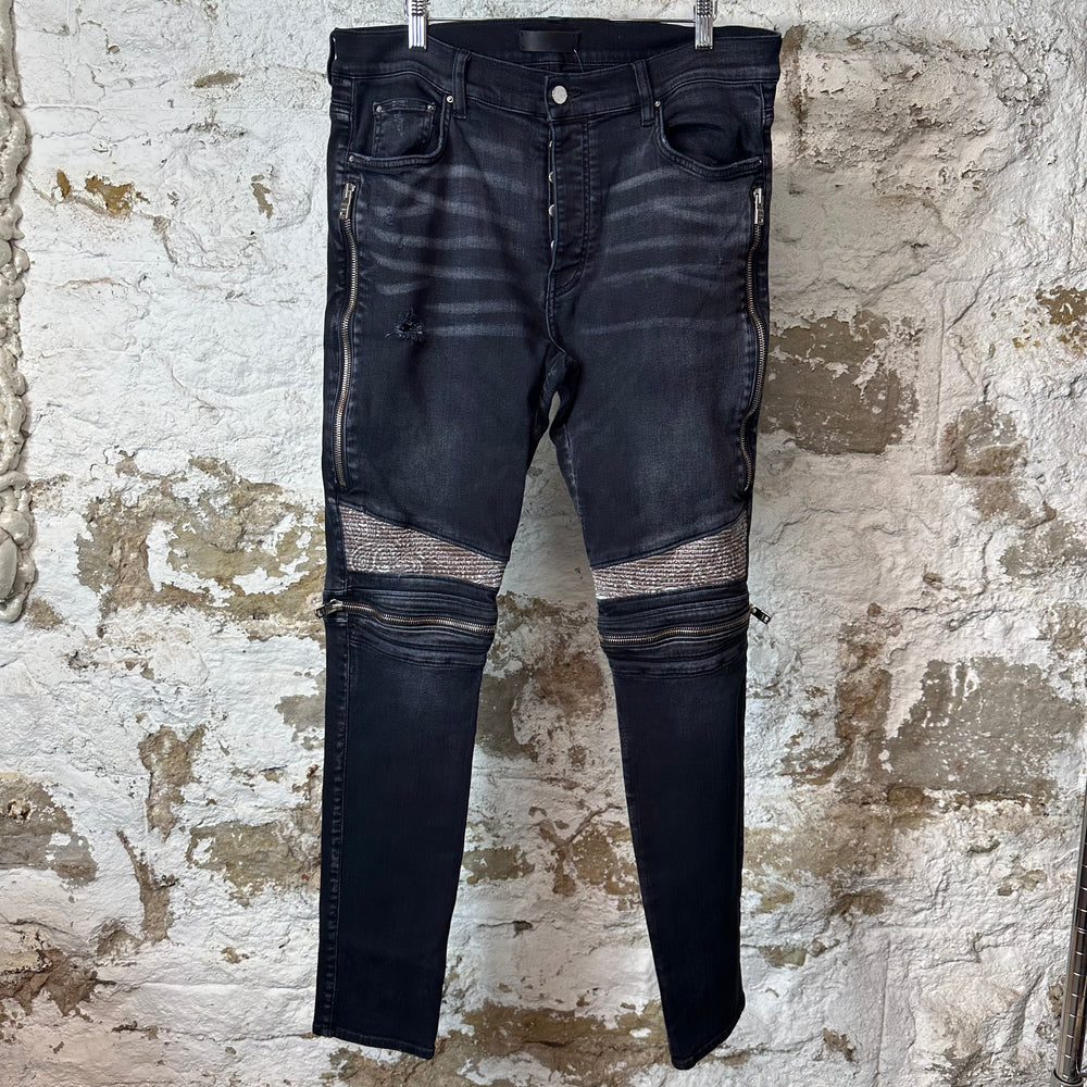 Amiri MX2 Brown Paisley Black Denim Jeans Sz 36