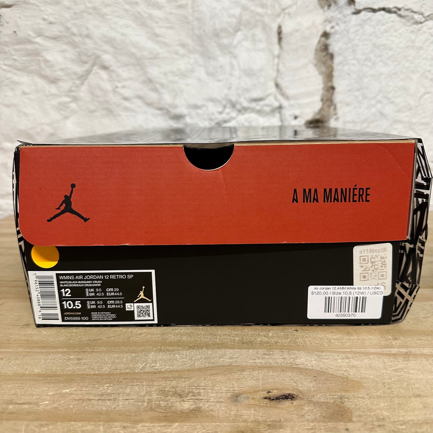 Air Jordan 12 A Ma Maniere White Sz 10.5 (12W)