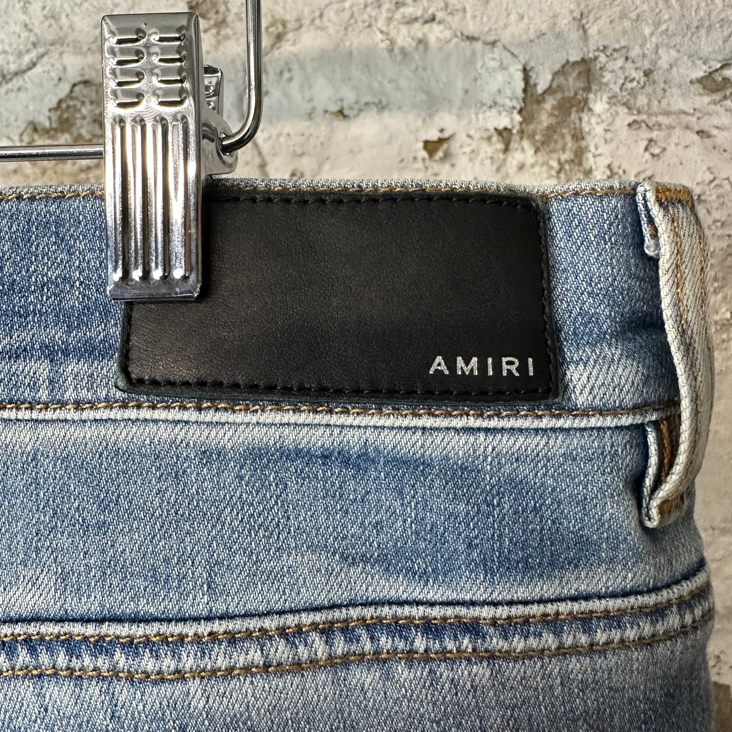 Amiri MX1 Cracked Orange Blue Denim Jeans Sz 38