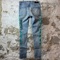 Amiri Teal Bones Blue Denim Jeans Sz 32
