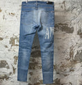 Amiri Knee Rip Distress Side Spell Blue Denim Jeans Sz 34