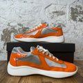 Prada Americas Cup Orange Patent Grey White Sneaker Sz 9.5