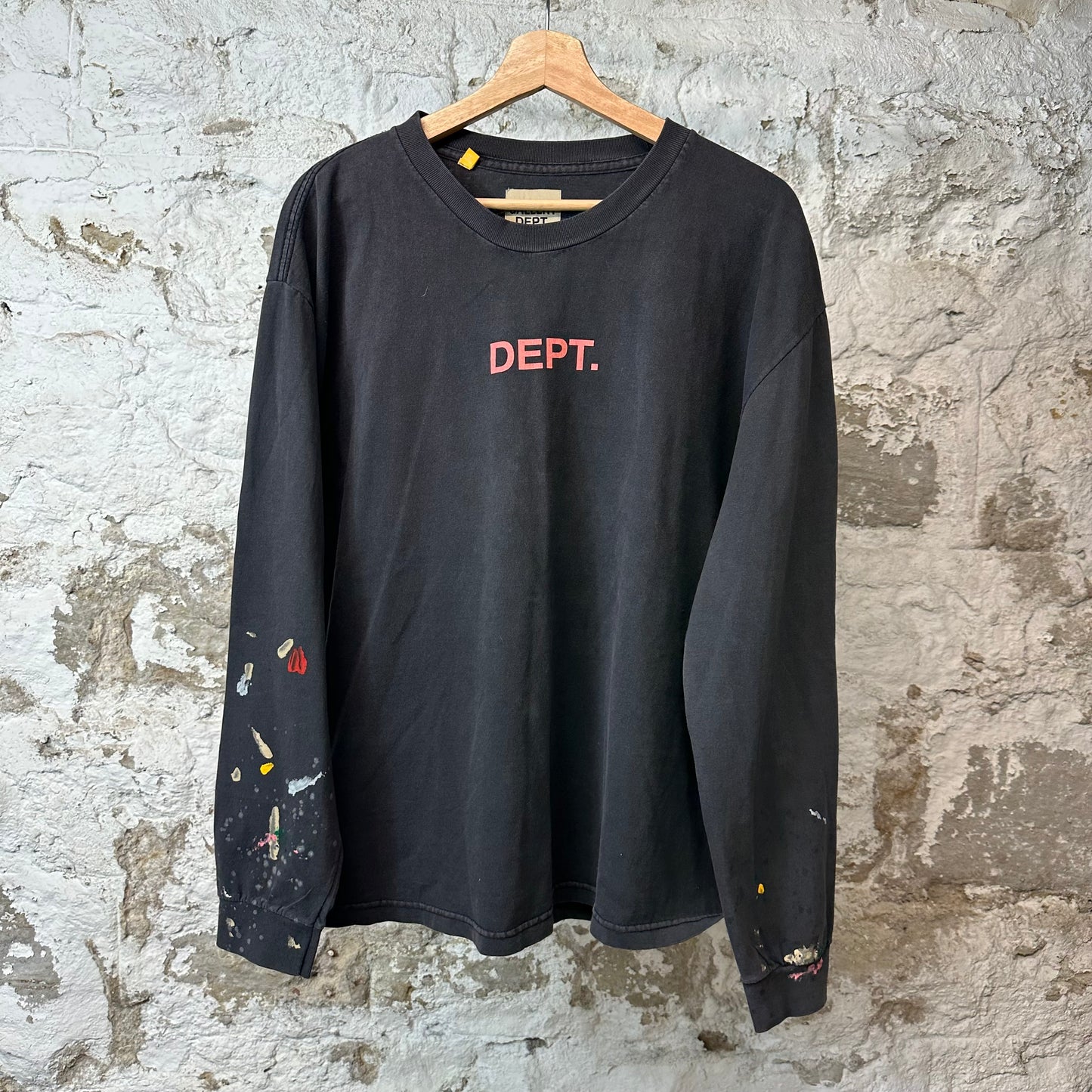 Gallery Dept Spellout Paint Splatter L/s Black Sz L