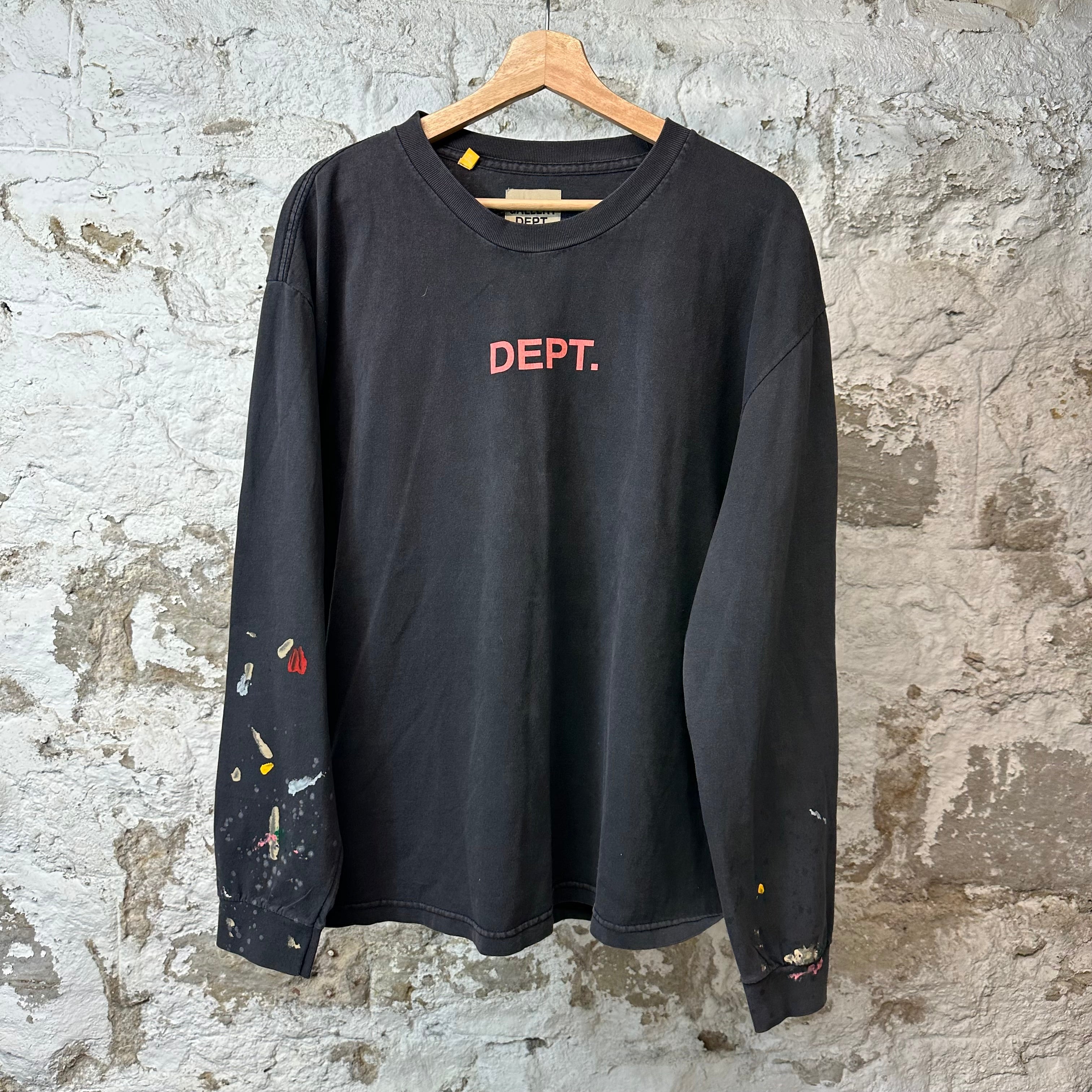 Gallery Dept Spellout Paint Splatter L/s Black Sz L