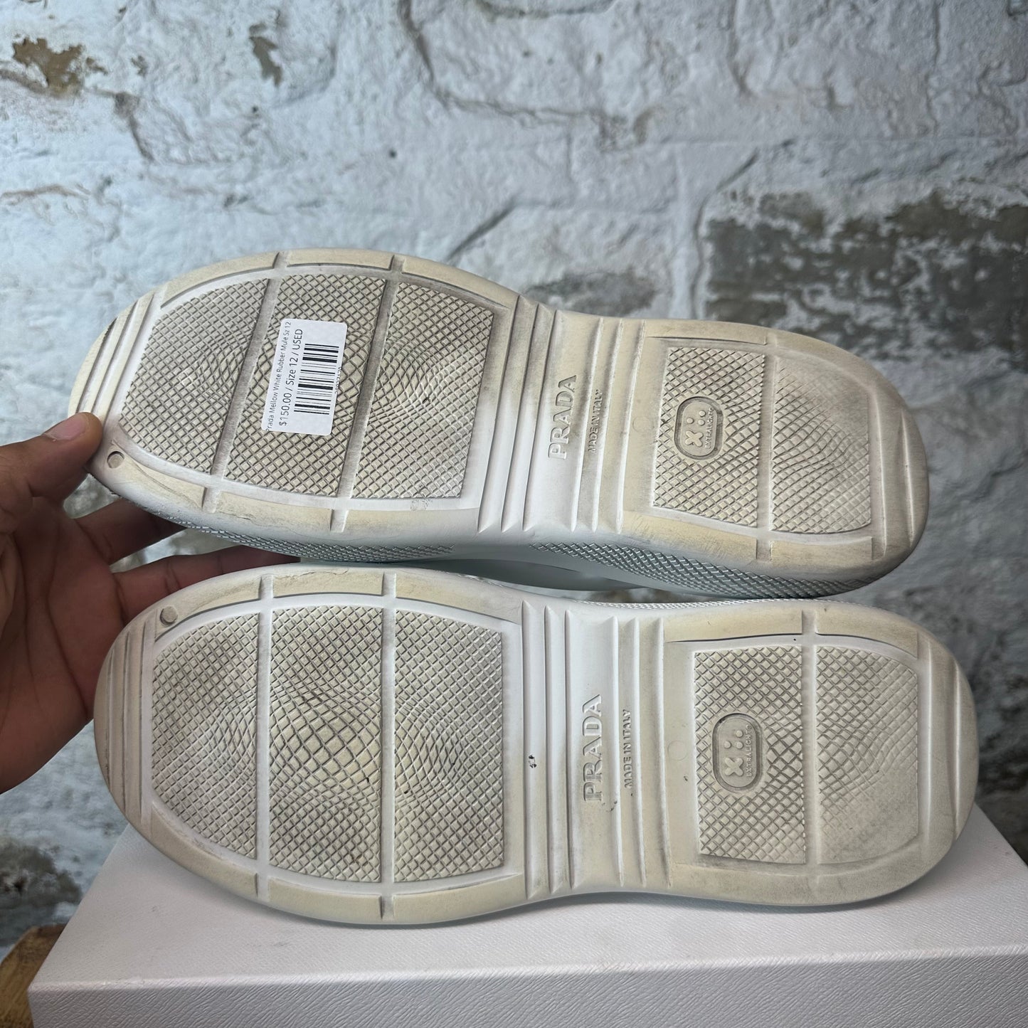 Prada Mellow White Rubber Mule Sz 12