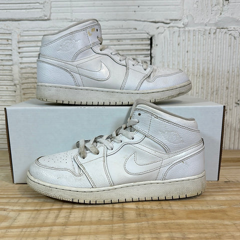 Air Jordan 1 Mid Triple White Sz 7Y