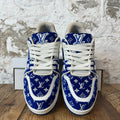 Louis Vuitton Blue Velour Monogram White Trainer Sneaker Sz 10.5 (9LV)