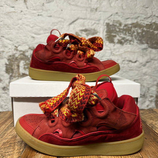 Lanvin Curb Red Yellow Lace Red Sneaker Sz 9 (42)