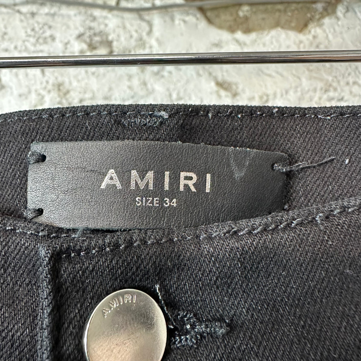 Amiri MX1 Brown Suede Black Denim Jeans Sz 34