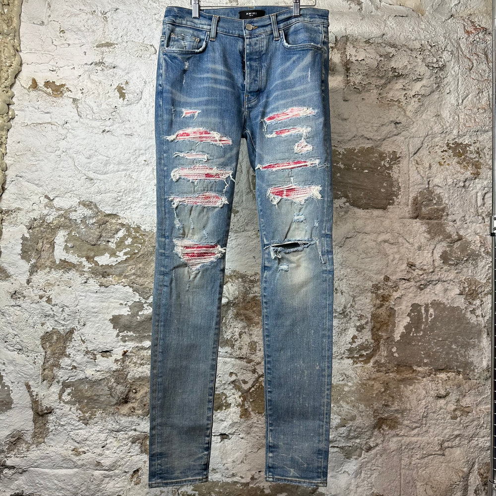 Amiri MX1 Pink Tie Dye Thrasher Blue Denim Jeans Sz 32