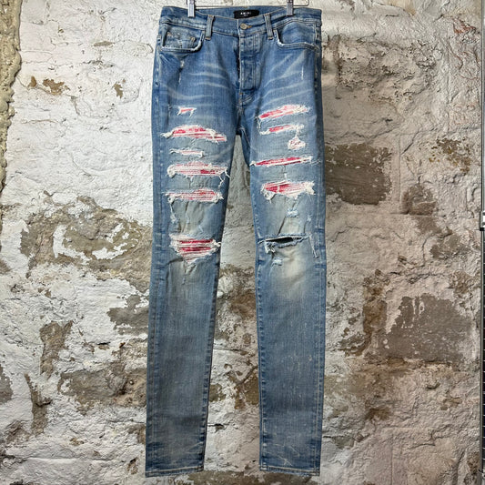 Amiri MX1 Pink Tie Dye Thrasher Blue Denim Jeans Sz 32