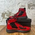 Prada Americas Cup High Red Patent Black Sz 8
